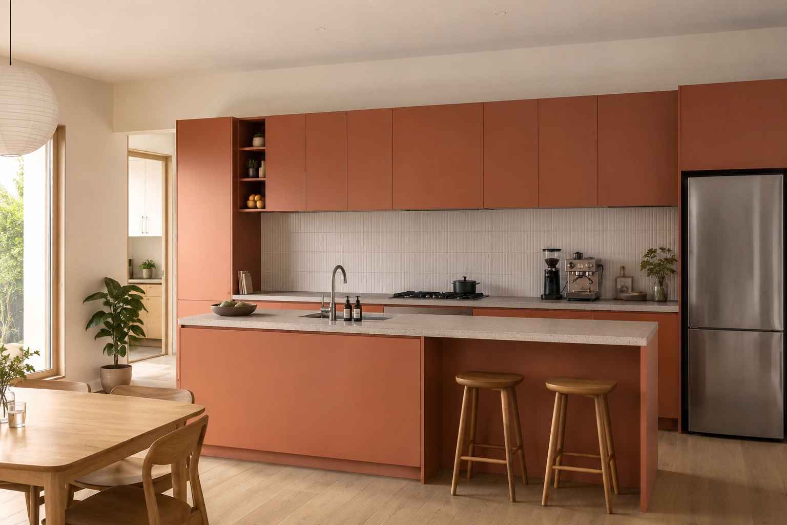 Clay Red Peninsula Kitchen